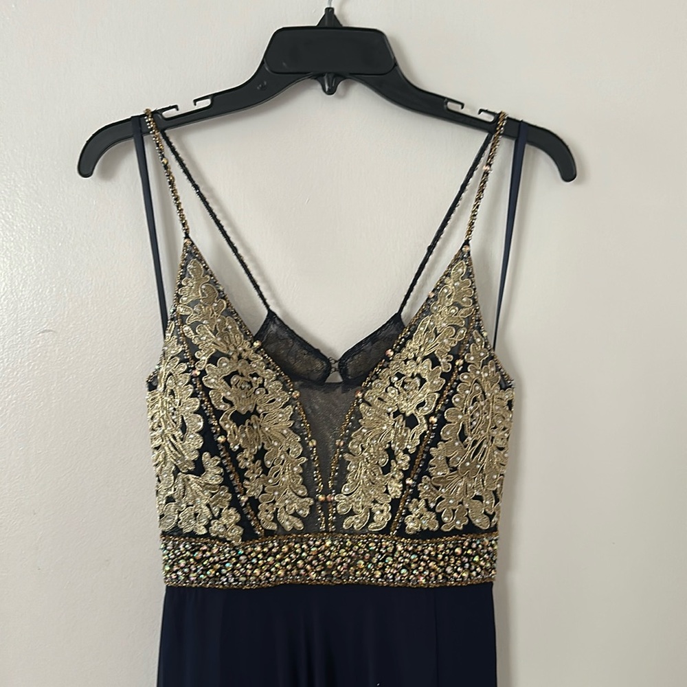 Beautiful navy and gold gown